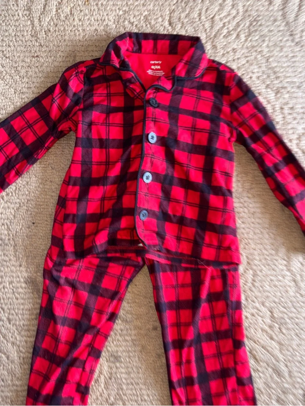 Carter's Red and Black Plaid Kids Pajama Set